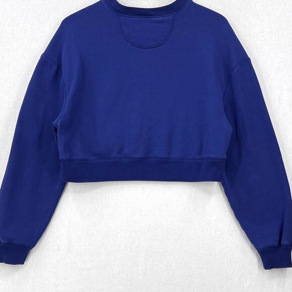 EVERLANE Long Sleeve Cropped Crewneck Sweatshirt Womens Medium Blue Relaxed - Picture 8 of 14